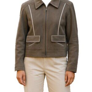 Abandon Women’s Suede Jacket Size Small Gray Zip Up Pockets Fully Lined NEW